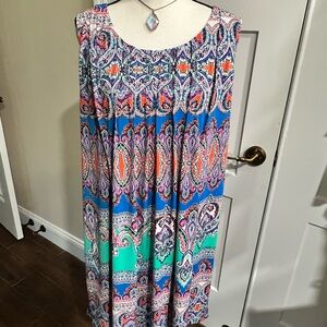 Ronni Nicole Blue and Pink Paisley Midi Dress